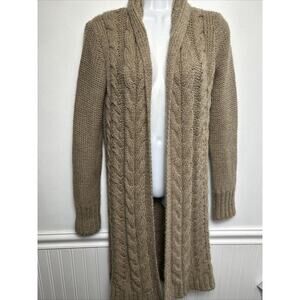 Elsamanda Italy Sweater Open Cardigan Small Brown Loose Cable Knit Soft Long